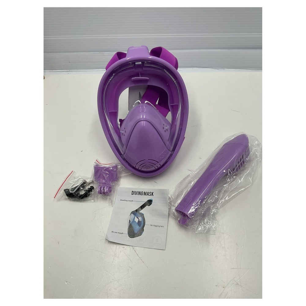 Unbranded Full Face Snorkel Mask 180°‎ Panoramic View Anti-Fog Purple Adult